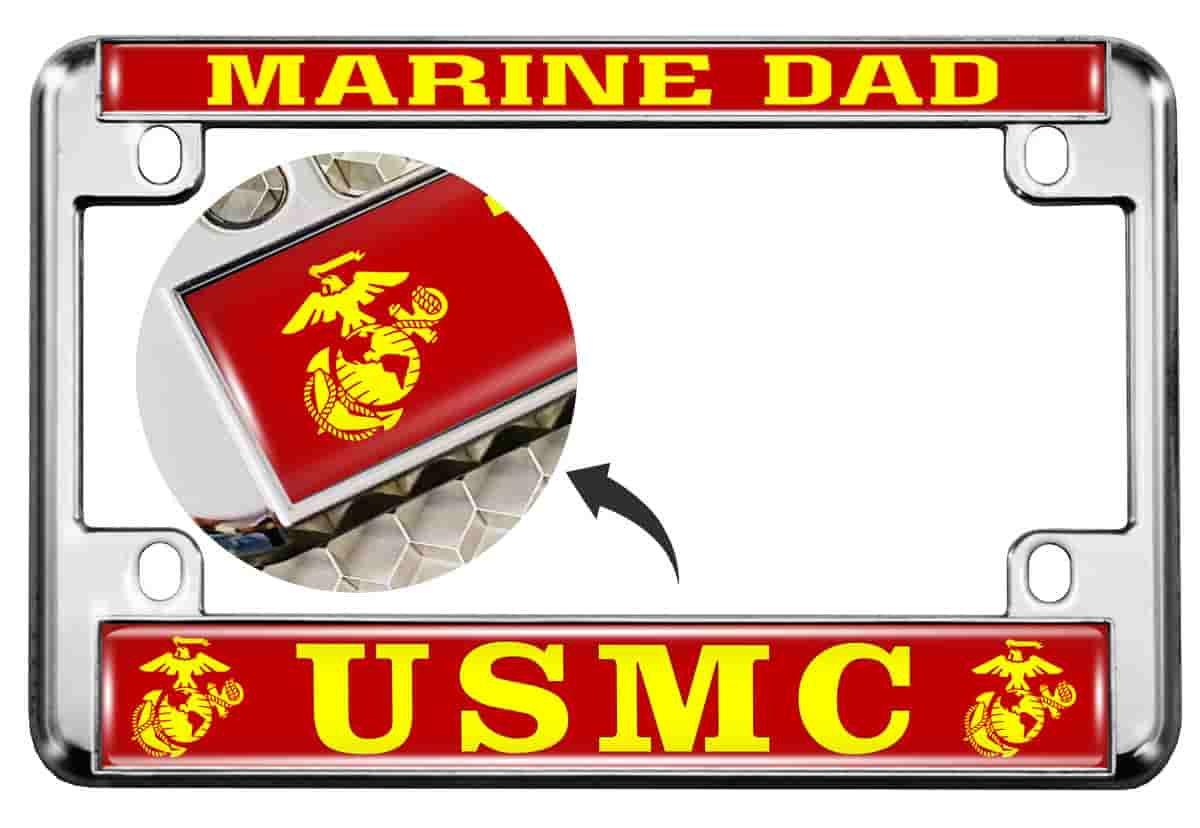 USMC Marine Dad with EGA Logo - Motorcycle Metal License Plate Frame